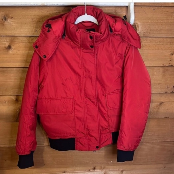 Everlane Renew red puffer heavyweight bomber jacket hood parka coat zipper - Picture 5 of 7